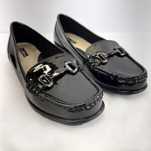 Thom Mcan Gavyn Black Penny Loafers Women 9W Slip On Comfort Metal Clip Office